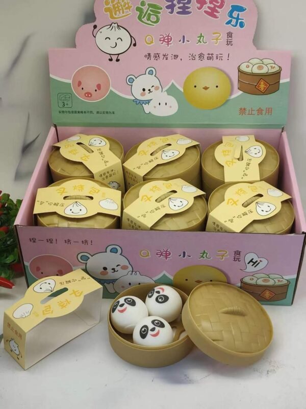 Panda Bun Squishy Set in Steamer