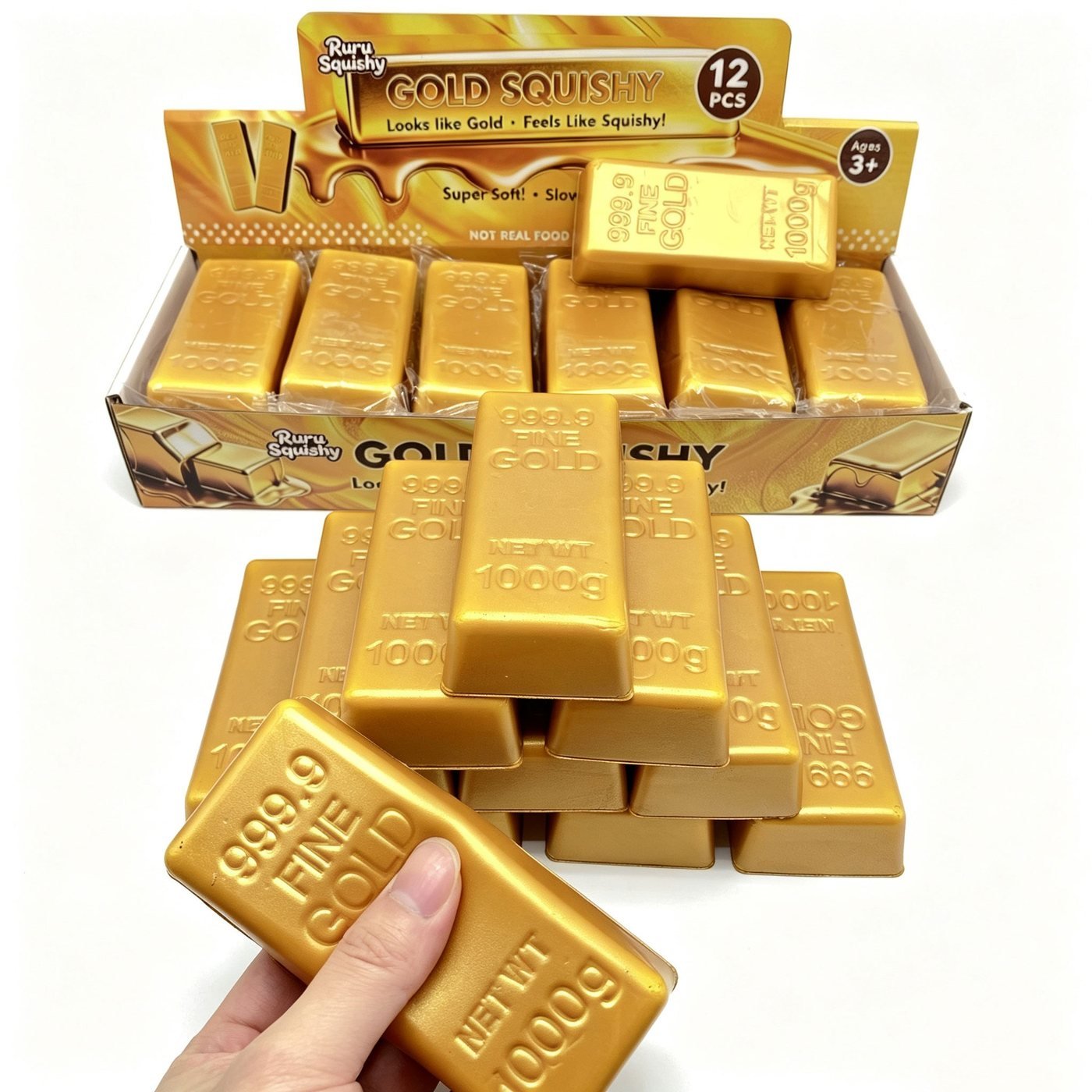 Slow-Rise Gold Bar Squishy wholesale PU foam squeeze toy