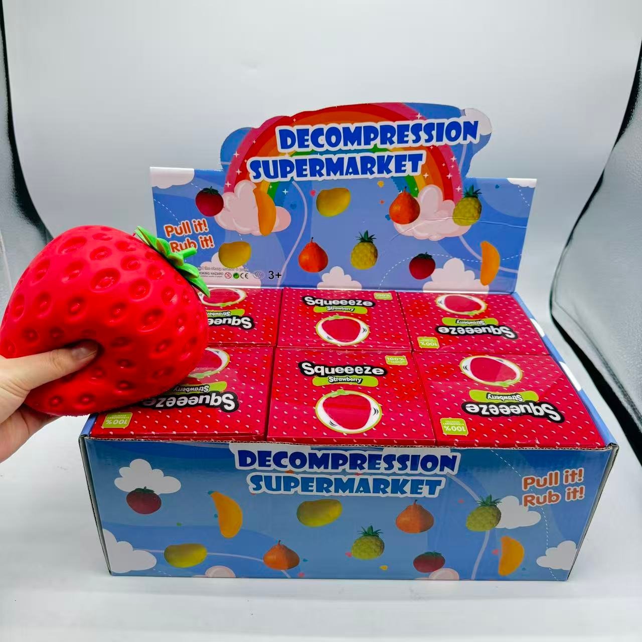 Strawberry Squishy – PVC Box wholesale PU foam squeeze toy