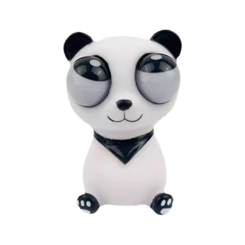 Front view of the panda squeeze toy with raised eyes