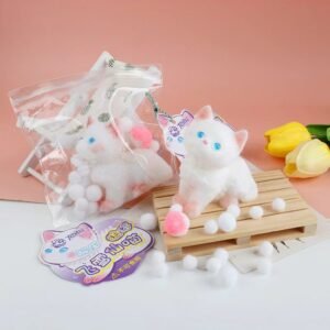 Flocked White Cat Squishy
