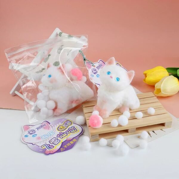 Flocked White Cat Squishy